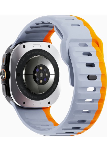 Samsung Galaxy Watch Ultra 47MM Silikon Saat Kayışı Nefes Alabilir Spor Saat Kayışı - Gri/turuncu (Yurt Dışından)