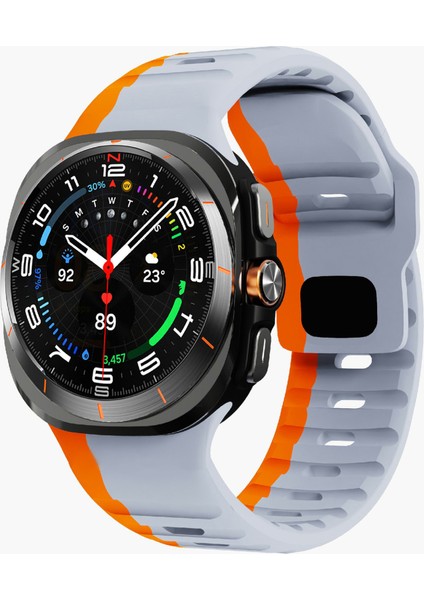Samsung Galaxy Watch Ultra 47MM Silikon Saat Kayışı Nefes Alabilir Spor Saat Kayışı - Gri/turuncu (Yurt Dışından) fiyatları
