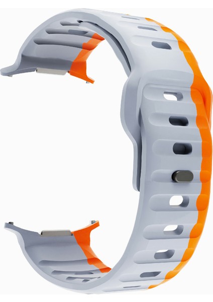 Samsung Galaxy Watch Ultra 47MM Silikon Saat Kayışı Nefes Alabilir Spor Saat Kayışı - Gri/turuncu (Yurt Dışından) modelleri