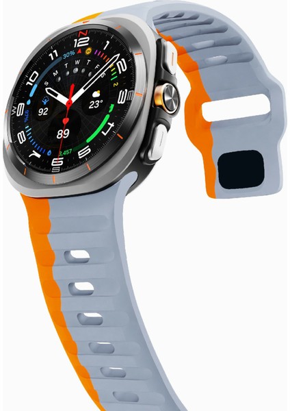 Samsung Galaxy Watch Ultra 47MM Silikon Saat Kayışı Nefes Alabilir Spor Saat Kayışı - Gri/turuncu (Yurt Dışından) fırsatları