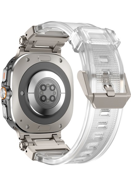Samsung Galaxy Watch Ultra 47MM Saat Kayışı Yumuşak Tpu Ayarlanabilir Bilek Kayışı - Titanyum + Şeffaf (Yurt Dışından)