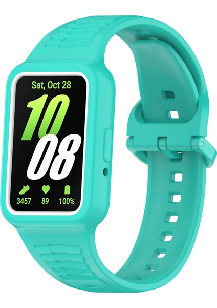Samsung Galaxy Fit3 (SM-R390) Saat Kayışı Için Kılıflı Entegre Silikon Saat Bandı - Camgöbeği (Yurt Dışından)