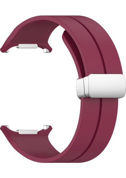 Samsung Galaxy Watch Ultra 47MM Silikon Akıllı Saat Kayışı Gümüş Manyetik Katlanır Tokalı - Şarap Kırmızısı (Yurt Dışından) fırsatları