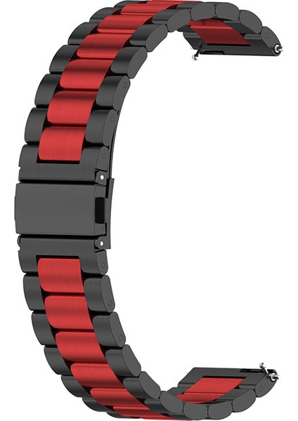 Samsung Galaxy Watch6 40MM/44MM/WATCH6 Classic 43MM/47MM Için 20MM Paslanmaz Çelik 3 Boncuklu Akıllı Saat Kayışı - Siyah/kırmızı/siyah (Yurt Dışından)