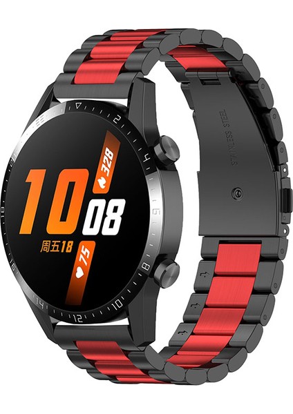 Samsung Galaxy Watch6 40MM/44MM/WATCH6 Classic 43MM/47MM Için 20MM Paslanmaz Çelik 3 Boncuklu Akıllı Saat Kayışı - Siyah/kırmızı/siyah (Yurt Dışından) modelleri