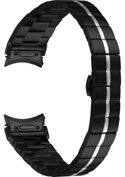 Samsung Galaxy Watch Fe 40MM/WATCH4 40MM 44MM/WATCH 5 40MM 44MM Paslanmaz Çelik Saat Kayışı Bilek Bandı - Siyah + Gümüş (Yurt Dışından)