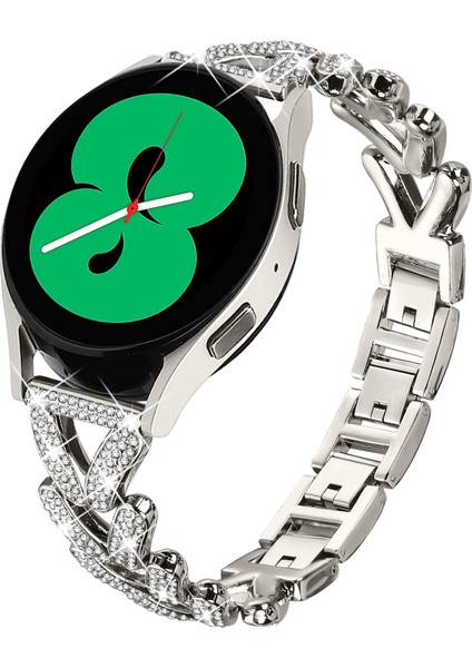Samsung Galaxy Watch Active2 44MM/40MM Saat Kayışı Yedek Parçası Için Çinko Alaşımlı Bükülmüş Saat Kayışı Yapay Elmas Dekoru - Starlight (Yurt Dışından) fiyatları