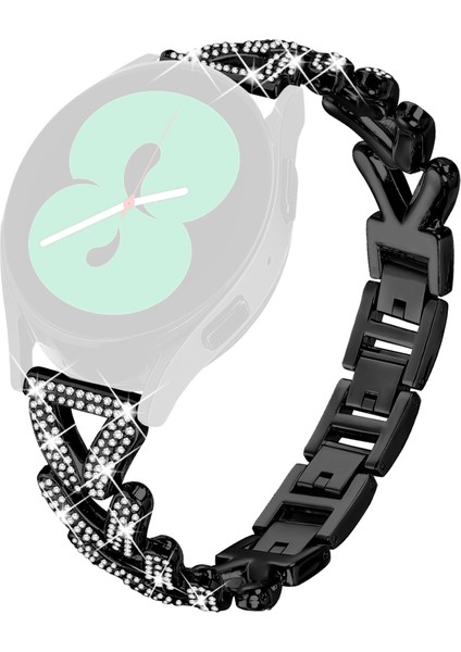 Samsung Galaxy Watch Active Saat Kayışı Değişimi Için Çinko Alaşımlı Bükülmüş Saat Kayışı Yapay Elmas Dekoru - Siyah (Yurt Dışından)