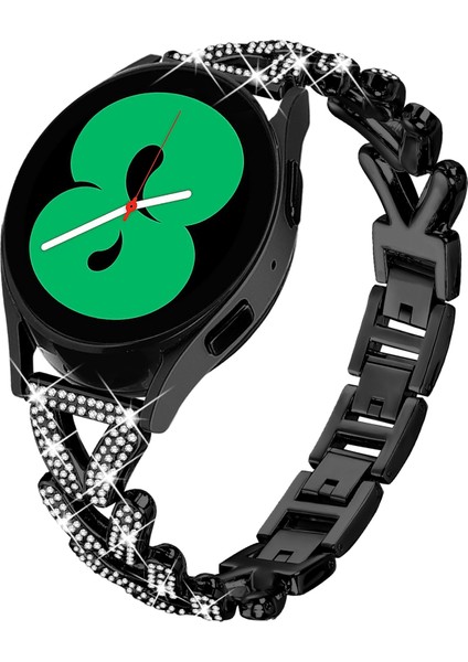 Samsung Galaxy Watch Active Saat Kayışı Değişimi Için Çinko Alaşımlı Bükülmüş Saat Kayışı Yapay Elmas Dekoru - Siyah (Yurt Dışından) fiyatları