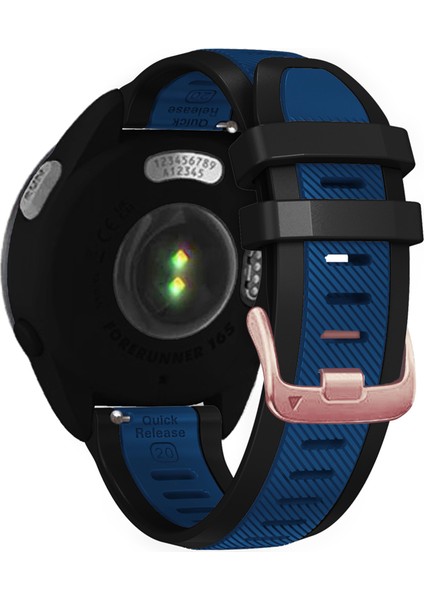 Samsung Galaxy Watch6 44MM 40MM/WATCH6 Classic 47MM 43MM/WATCH 5 44MM 40MM Gül Altın Tokalı Çift Renkli Bant - Safir + Siyah Için 20MM Silikon Kayış (Yurt Dışından)