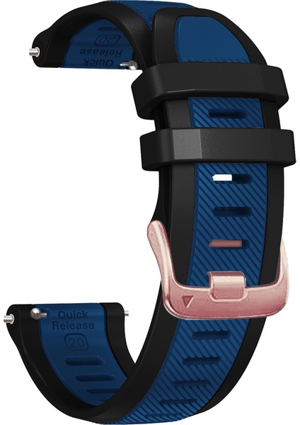 Samsung Galaxy Watch6 44MM 40MM/WATCH6 Classic 47MM 43MM/WATCH 5 44MM 40MM Gül Altın Tokalı Çift Renkli Bant - Safir + Siyah Için 20MM Silikon Kayış (Yurt Dışından) modelleri