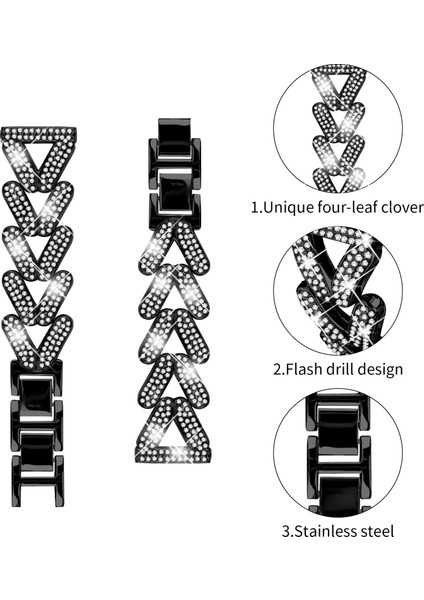 Samsung Galaxy Watch4 Classic 42MM/46MM Saat Kayışı Yedek Parçası Için Çinko Alaşımlı Bükülmüş Saat Kayışı Yapay Elmas Dekoru - Siyah (Yurt Dışından) modelleri