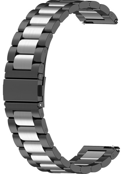 Huawei Watch Gt Active/watch 2 Pro/samsung Gear S3/huami Gtr 47 mm Için 22 mm Paslanmaz Çelik Saat Kayışı, Akıllı Saat Yedek Bilek Kayışı - Siyah/gümüş/siyah (Yurt Dışından)