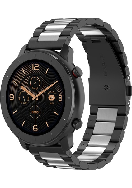 Huawei Watch Gt Active/watch 2 Pro/samsung Gear S3/huami Gtr 47 mm Için 22 mm Paslanmaz Çelik Saat Kayışı, Akıllı Saat Yedek Bilek Kayışı - Siyah/gümüş/siyah (Yurt Dışından) fiyatları