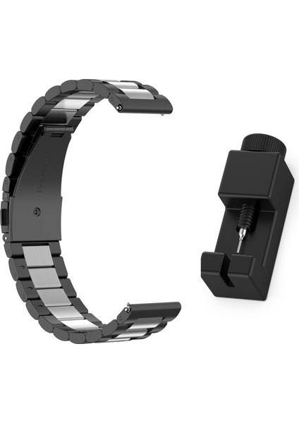 Huawei Watch Gt Active/watch 2 Pro/samsung Gear S3/huami Gtr 47 mm Için 22 mm Paslanmaz Çelik Saat Kayışı, Akıllı Saat Yedek Bilek Kayışı - Siyah/gümüş/siyah (Yurt Dışından) modelleri