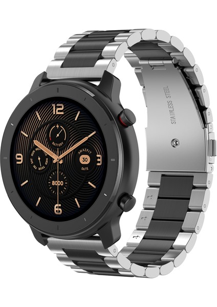 Huawei Watch Gt Active/watch 2 Pro/samsung Gear S3/huami Gtr 47 mm Için 22 mm Paslanmaz Çelik Saat Kayışı, Akıllı Saat Yedek Bilek Kayışı - Gümüş/siyah/gümüş (Yurt Dışından) fiyatları