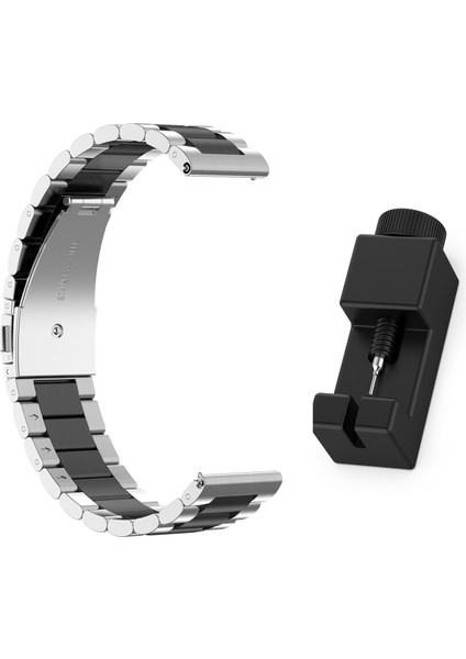 Huawei Watch Gt Active/watch 2 Pro/samsung Gear S3/huami Gtr 47 mm Için 22 mm Paslanmaz Çelik Saat Kayışı, Akıllı Saat Yedek Bilek Kayışı - Gümüş/siyah/gümüş (Yurt Dışından) modelleri