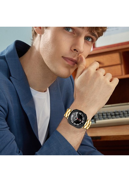 Samsung Galaxy Watch Ultra 47MM Saat Bilekliği Paslanmaz Çelik Saat Kayışı-Altın (Yurt Dışından) fırsatları