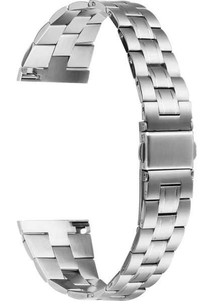 Samsung Galaxy Watch 46MM Paslanmaz Çelik Kayışlı Saat Bandı Katlanır Tokalı Gümüş (Yurt Dışından)