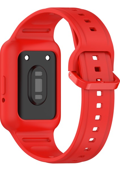 Samsung Galaxy Fit3 (SM-R390) Saat Kayışı Için Kılıflı Entegre Silikon Saat Bandı - Kırmızı (Yurt Dışından) modelleri