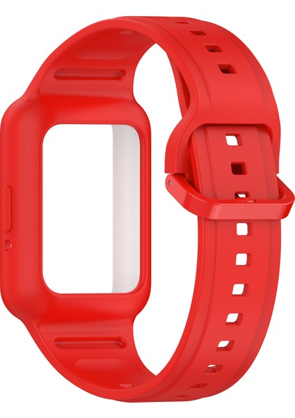 Samsung Galaxy Fit3 (SM-R390) Saat Kayışı Için Kılıflı Entegre Silikon Saat Bandı - Kırmızı (Yurt Dışından) fırsatları