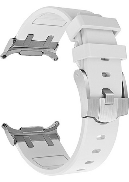 Samsung Galaxy Watch Ultra 47MM Saat Kayışı Yedek Silikon Saat Bandı - Gümüş + Beyaz (Yurt Dışından)