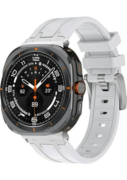 Samsung Galaxy Watch Ultra 47MM Saat Kayışı Yedek Silikon Saat Bandı - Gümüş + Beyaz (Yurt Dışından) fırsatları