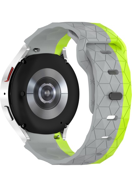 Samsung Galaxy Watch Fe 40MM/WATCH6/WATCH6 Classic/watch 5/watch 5 Pro Silikon Saat Kayışı Futbol Desenli - Gri+Yeşil (Yurt Dışından)