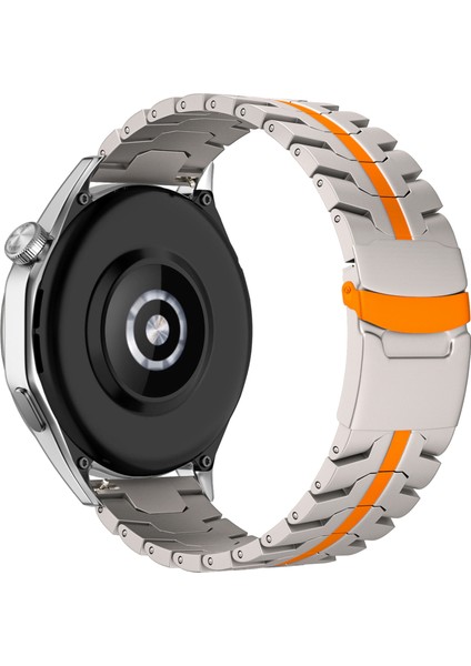 Huawei Watch Gt 4 46MM/WATCH 4/4 Pro/gt/samsung Galaxy Watch3 45MM Titanyum Alaşımlı Kayış 22MM Güvenlik Tokalı Saat Kayışı - Titanyum + Turuncu (Yurt Dışından)