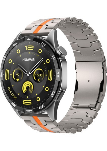 Huawei Watch Gt 4 46MM/WATCH 4/4 Pro/gt/samsung Galaxy Watch3 45MM Titanyum Alaşımlı Kayış 22MM Güvenlik Tokalı Saat Kayışı - Titanyum + Turuncu (Yurt Dışından) fiyatları