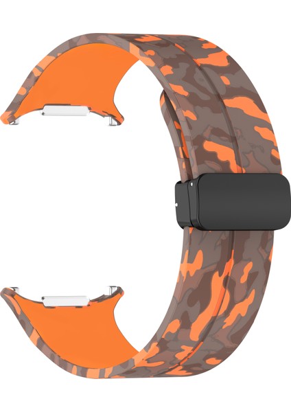 Samsung Galaxy Watch Ultra 47MM Saat Kayışı Kamuflaj Desenli Silikon Kayış ve Manyetik Toka - Turuncu (Yurt Dışından) fiyatları