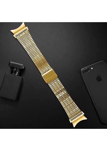 Samsung Galaxy Watch7 44MM 40MM Saat Kayışı 7 Boncuklu Paslanmaz Çelik Bileklik - Altın (Yurt Dışından) fırsatları