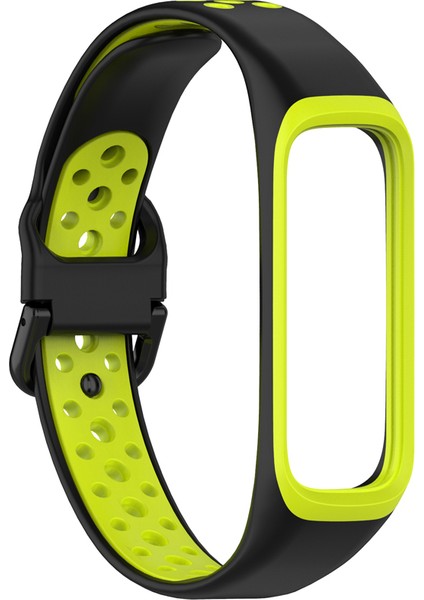 Samsung Galaxy Fit 2 SM-R220 Için Iki Renkli Yumuşak Silikon Saat Kayışı, Yedek Saat Kayışı - Siyah/yeşil (Yurt Dışından)