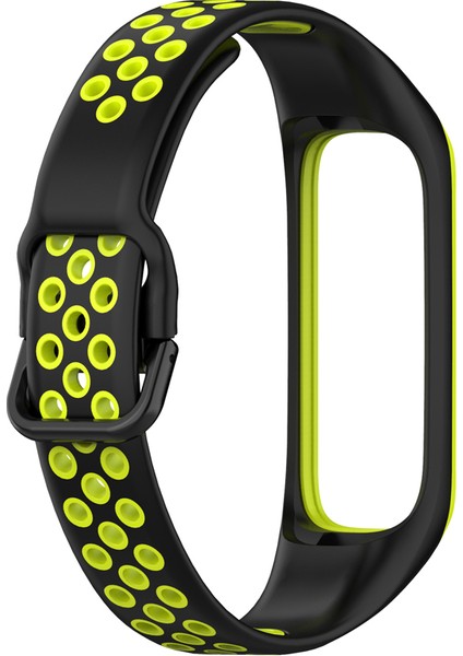 Samsung Galaxy Fit 2 SM-R220 Için Iki Renkli Yumuşak Silikon Saat Kayışı, Yedek Saat Kayışı - Siyah/yeşil (Yurt Dışından) modelleri