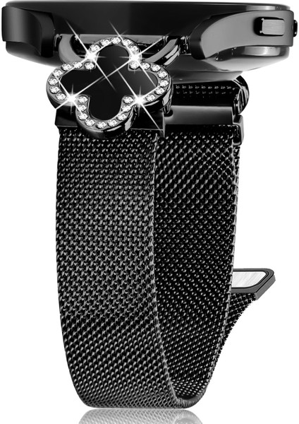 Samsung Galaxy Watch 42MM Milano Bantlı Elektroliz Kaplama Paslanmaz Çelik Saat Kayışı Yonca Dekoru, Boyut: S-Siyah/siyah (Yurt Dışından) fiyatları