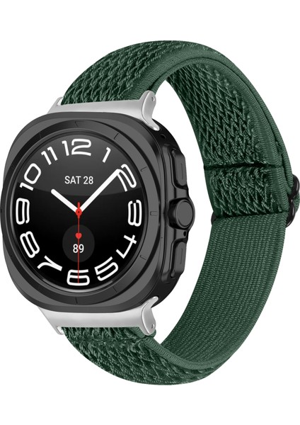 Samsung Galaxy Watch Ultra 47MM Naylon Saat Kayışı Gümüş Bağlantılı Ayarlanabilir Elastik Bilek Kayışı - Ordu Yeşili (Yurt Dışından) fiyatları