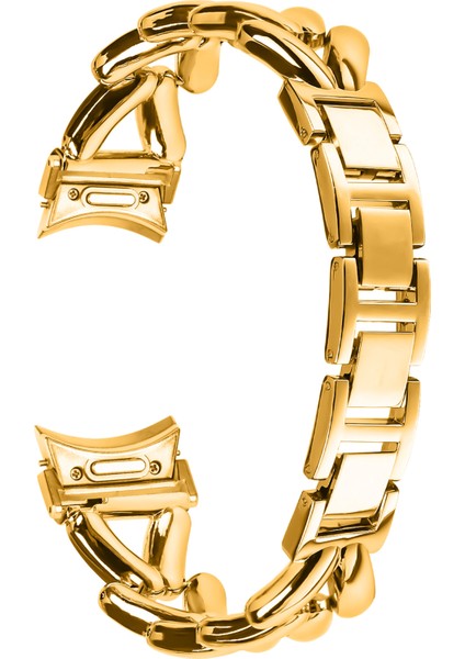 Samsung Galaxy Watch7 44MM/40MM Hızlı Çıkarma Bağlantılı Bükülmüş Saat Kayışı Için Çinko Alaşımlı Saat Kayışı - Altın (Yurt Dışından)