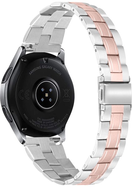 Samsung Galaxy Watch 46MM/GEAR S3 Classic/frontier-Rose Gold Için Paslanmaz Çelik Zincir Üç Boncuklu Toka Tasarımlı Saat Kayışı Değişimi (Yurt Dışından)