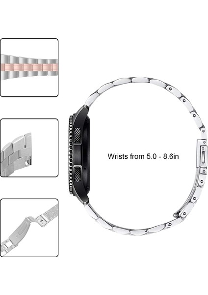 Samsung Galaxy Watch 46MM/GEAR S3 Classic/frontier-Rose Gold Için Paslanmaz Çelik Zincir Üç Boncuklu Toka Tasarımlı Saat Kayışı Değişimi (Yurt Dışından) indirimleri