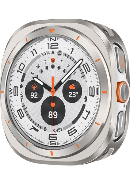 Samsung Galaxy Watch Ultra 47MM Saat Kılıfı Alüminyum Alaşım + Pc Koruyucu Kılıf - Titanyum + Turuncu (Yurt Dışından) fiyatları