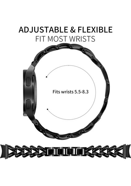 Samsung Galaxy Watch6 40MM/44MM/WATCH6 Classic 43MM/47MM Hızlı Çıkarma Bağlantılı Bükülmüş Saat Kayışı Için Çinko Alaşımlı Saat Kayışı - Siyah (Yurt Dışından) fırsatları