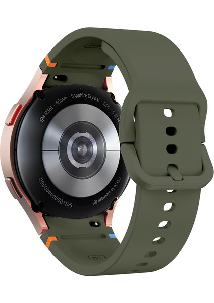 Samsung Galaxy Watch Fe/7/6/5/4 Için Dikiş Çizgili Dekorlu Saat Kayışı Yedek Silikon Kayış - Ordu Yeşili (Yurt Dışından)