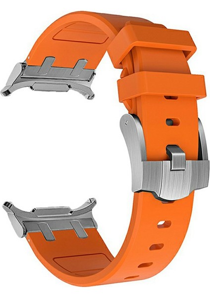 Samsung Galaxy Watch Ultra 47MM Saat Kayışı Yedek Silikon Saat Bandı - Gümüş + Turuncu (Yurt Dışından)