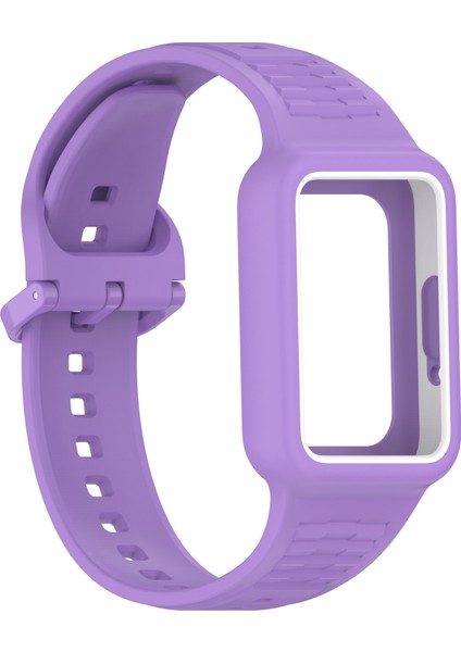 Samsung Galaxy Fit3 (SM-R390) Saat Kayışı Için Kılıflı Entegre Silikon Saat Bandı - Mor (Yurt Dışından) indirimleri