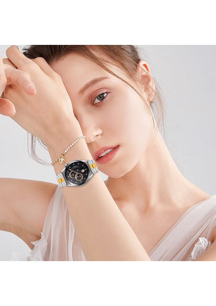 Samsung Galaxy Watch3 45MM Üç Boncuklu Paslanmaz Çelik Saat Kayışı Yedek Parçası - Gümüş + Altın (Yurt Dışından) indirimleri