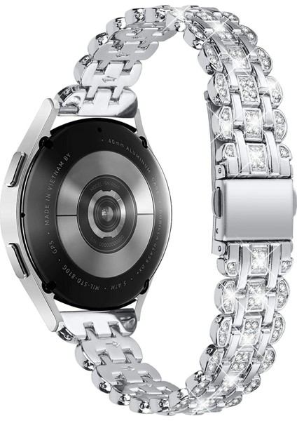 Samsung Galaxy Watch7 44MM/40MM Saat Kayışı Için Yapay Elmas Dekorlu Akıllı Saat Kayışı - Gümüş (Yurt Dışından)