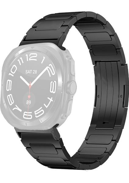 Samsung Galaxy Watch Ultra 47MM Yedek Saat Kayışı Katlanır Tokalı Titanyum Alaşımlı Kayış - Siyah (Yurt Dışından)