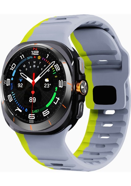Samsung Galaxy Watch Ultra 47MM Silikon Saat Kayışı Nefes Alabilir Spor Saat Kayışı - Gri/sarıyeşil (Yurt Dışından) fiyatları