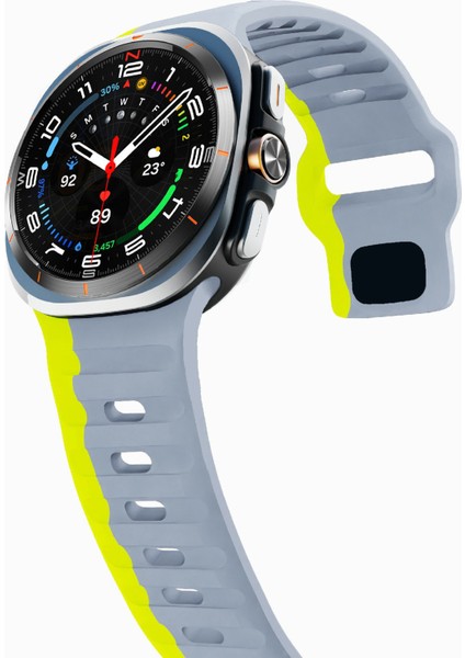 Samsung Galaxy Watch Ultra 47MM Silikon Saat Kayışı Nefes Alabilir Spor Saat Kayışı - Gri/sarıyeşil (Yurt Dışından) fırsatları