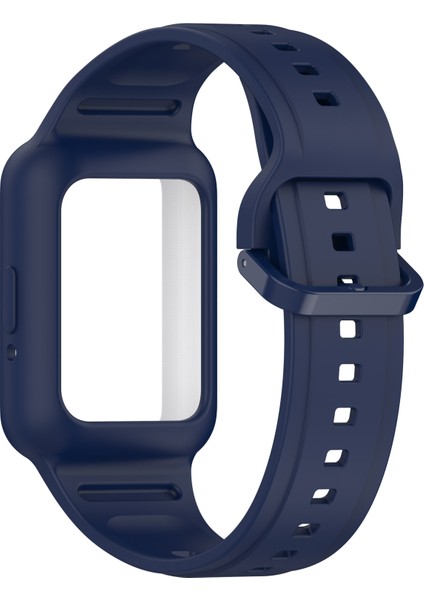 Samsung Galaxy Fit3 (SM-R390) Saat Kayışı Için Kılıflı Entegre Silikon Saat Bandı - Gece Mavisi (Yurt Dışından) fırsatları